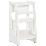 HOMCOM Scaletta per Bambini Torre Montessoriana Altezza Regolabile 3 Livelli 47x47x90cm, Bianco