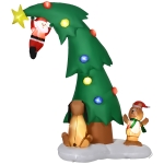 HOMCOM Pom de Craciun Gonflabil Lumini LED Mos Craciun catelus urs figurina
