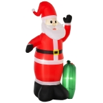 HOMCOM Kerstdecoratie ventilator zelfopblaasbare kerstman Santa Claus led