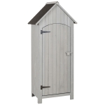 Outsunny Gartenschrank Holz Gerätehaus Gartenhaus Geräteschuppen Geräteschrank Holzhütte Giebeldach Bitumenpappe Grau 77,5 x 54,2 x 179,5 cm