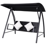 Outsunny 2-zitter Hollywoodschommel schommel poly-rotan metaal met kussen 240 kg zwart