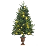 HOMCOM 1.2m Christmas Tree Spruce Entrance Décor 750 Tips W/ Clear LED Lights Vase Base