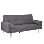 Canapé convertible 3 places design scandinave dossier inclinable 3 positions pieds bois tissu lin
