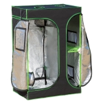 Outsunny Serra Idroponica Serre Agricole Tessuto Riflettente e Prese d'Aria 90x60x135cm Nero