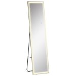 HOMCOM Oglinda de sine statatoare cu suport si lumina LED reglabila, oglinda de perete cu telecomanda pentru dormitor si baie, 40x37x156,5 cm