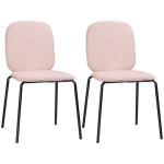 HOMCOM Scaune de masa tapitate Set de 2 scaune de bucatarie fara brate cu picioare din otel pentru living, sufragerie, dormitor, roz, roz