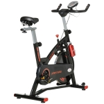 HOMCOM Bicicleta de exercitii cu ecran LCD, volant de 10 kg si rezistenta magnetica reglabila, otel si ABS, 47x120x104,5-117 cm, rosu si negru