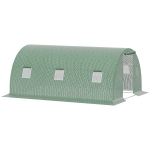 Outsunny Sera Tunel de Exterior cu Copertina din PE, Usa cu Fermoar si 6 Ferestre, Verde