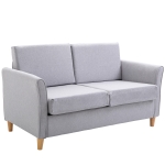 HOMCOM Loveseat Armchair, Grey, Linen Upholstery, Modern Style,  w/Armrest