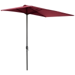 Outsunny Sombrilla Semicircular 230x130x245 cm Parasol para Pared de Jardín con Manivela y Mástil de Metal de Ø38 mm Terraza Balcón Rojo