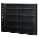 HOMCOM 5-Tier Wall Display Shelf Unit Cabinet w/ 4 Adjustable Shelves Glass Doors Home Office Ornaments 60x80cm Black
