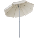 Outsunny Sombrilla de Playa Diámetro de Ø200 cm con Techo Inclinable Poste Desmontable y Pincho Inferior para Jardín Beige