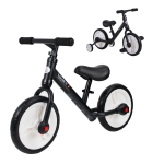 HOMCOM 11 Inch Kids Balance Bike Training Pedal Bicycle W/ Removable Stabilizers EVA Tyres Adjustable Seat Height 2 to 5 Years Black