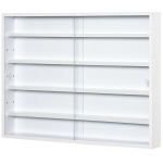 HOMCOM 5-Tier Wall Display Shelf Unit Cabinet w/ 4 Adjustable Shelves Glass Doors Home Office Ornaments 60x80cm White