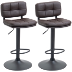HOMCOM Swivel Bar Stools Set of 2 Dining Chairs Barstools Adjustable Height with Footrest for Kitchen Counter Home Bar Brown