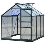 Outsunny Serra da Giardino Serre Agricole in Policarbonato e Alluminio con Porta Scorrevole e Pannelli Anti-UV - Verde
