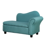 HOMCOM Kids Sofa Toddler Chair Children Armchair Lounge Seater Bed Couch for Bedroom Playroom with Storage Compartment Eucalyptus Wood Light Blue