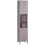 Meuble colonne rangement salle de bain 2 placards avec étagère + 2 niches gris