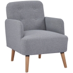 HOMCOM Upholstered Armchair, Living Room Chairs with Birch Wood Legs, Thick Padding and Button Mid-Back, Grey