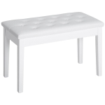 HOMCOM pianokruk pianobank traditionele landelijke stijl cosmetische kruk opbergruimte rubberhout kunstleer wit 76 x 36 x 50 cm