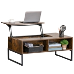HOMCOM Couchtisch Wohnzimmertisch Kaffeetisch mit Höhenverstellbarer Platte Spanplatte Braun 100 x 60 x 40 cm
