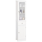kleankin Badezimmerschrank, Badschrank, Vitrine, Küchenschrank mit Schublade, Regale, MDF, Acryl, 40 x 27 x 171,5 cm, Weiß