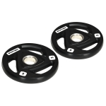 Set 2 Dischi Pesi Da 5 Kg Ciascuno - Rivestimento In Gomma, Foro 5 Cm Per Bilanciere, Con Impugnature Manuali