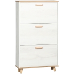 HOMCOM Sapateira Moderna com 3 Gavetas Abatíveis para 12 Pares de Sapatos e Prateleira Ajustável 70x23,5x122cm Branco Envelhecido