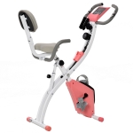 HOMCOM Rower treningowy trenażer rowerowy rower stacjonarny wyświetlacz LCD składany regulowany kolor różowy + biały