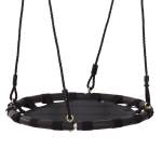 HOMCOM 60cm Kids Hanging Tree Swing Nest Seat Metal Frame Backyard Playground Black