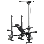 HOMCOM Banco de Pesos Multi Funcional Banco de Musculação Ajustável em 6 Posições 180x134x200cm Prata e Preto
