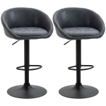 HOMCOM 2-Piece Bar Stools, Height Adjustable, 360-Degree Swivel Design, 57 cm x 50 cm x 84-104 cm, Gray