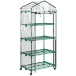 Outsunny Serra per Piante Verticale con Scaffale a 4 Ripiani in Acciaio e PVC Bianco, 69x50x165cm