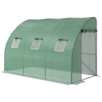 Outsunny Szklarnia Przylegająca, odporna na warunki atmosferyczne, zamykane drzwi, 300 cm x 150 cm x 197 cm, Folio, Zielony