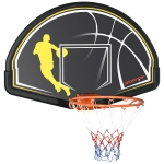 sportnow Cos de Basket pentru copii si adulti de interior si exterior din otel si PE, 110x90x70 cm, Negru si Galben