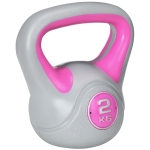 SPORTNOW Kettlebell 2kg din PU si nisip cu baza plata si maner practic pentru deadlifting, genuflexiuni si lifting, 18 x 10 x 20 cm, roz