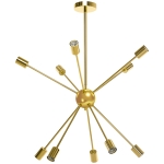 HOMCOM Lustra suspendata din metal auriu in stil Sputnik, Candelabru cu 10 lumini pentru bucatarie, sufragerie si dormitor, 65x65x78,5 cm