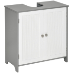 Meuble Sous Vasque Salle De Bain 90x30x60 Cm - Blanc, 2 Portes, étagère Réglable - Design Classique Rangement Optimisé