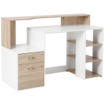 HOMCOM Masa de Birou Moderna pentru Computer cu Rafturi din Lemn MDF, 140x55x92 cm