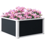 Outsunny Verhoogd Tuinbed, Plantenbak met Drainagefunctie, Bescherming tegen Plagen, Kunststof, Grijs, 60 x 60 x 30 cm