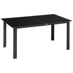 Outsunny Stół ogrodowy dla 6 osób, odporny na warunki atmosferyczne, szkło hartowane, Stół tarasowy, 150 cm x 90 cm x 74 cm, Czarny