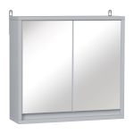 HOMCOM Wall Mounted Mirror Cabinet with Storage Shelf Bathroom Cupboard Double Door Grey