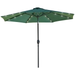 Outsunny 2.7m Patio LED Umbrella with Push Button Tilt/Crank 8 Rib Sun Shade Parasol