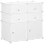 HOMCOM Dulap Haine Dulap Pantofi Modular din Plastic 6 Cuburi Alb, 75x37x73cm