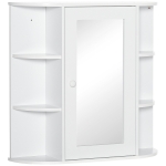 HOMCOM Wall Mounted Bathroom Cabinet with Mirror Single Door Storage Organizer 2-tier Inner Shelves White