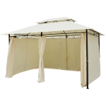 Outsunny 4m x 3(m) Metal Gazebo Canopy Party Tent Garden Pavillion Patio Shelter Pavilion with Curtains Sidewalls Beige