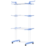 SONGMICS Stendibiancheria Pieghevole 3 Bracci Girevoli 360° - 27 Capi, Acciaio Inox, Blu - 2
