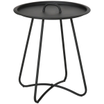 Outsunny Outdoor Garden Coffee Table, Sofa Side Round Table with Elegant Design, Move Easily with Handle and Metal Legs, Black
