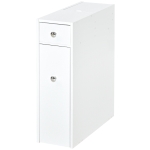 HOMCOM Armário Auxiliar de Casa de Banho Estreito com 2 Gavetas e Compartimento Superior com Tampa 17x48x58cm Branco