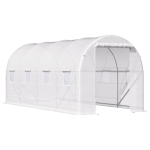 Outsunny Sera tunel cu 8 ferestre si usa rulanta, sera de gradina tunel pentru plante, 5x2x2m, alb